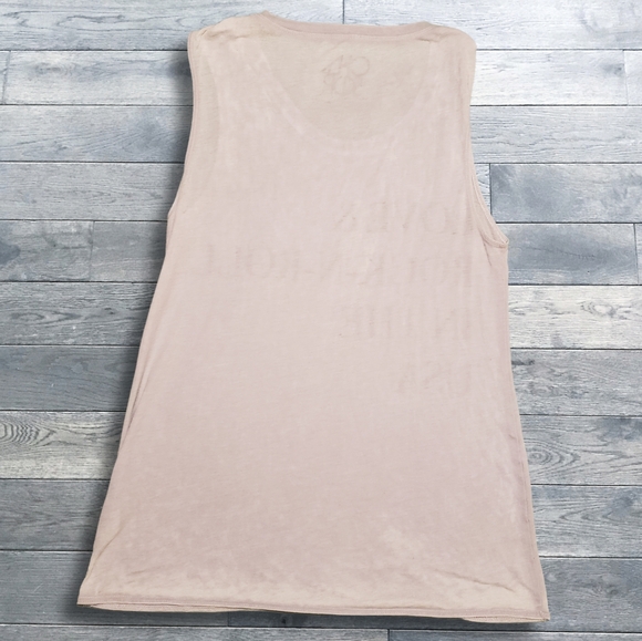 Chaser LA Love Rock N Roll In The USA Light Gray Tank Top Size XS - Picture 3 of 5